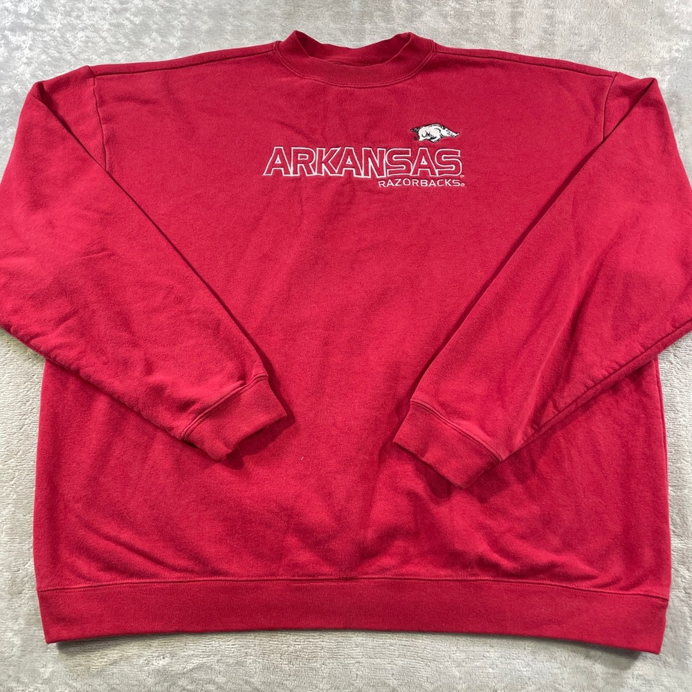 Vintage Arkansas Razorbacks Sweatshirt Adidas Mens 2XL Red NCAA College School